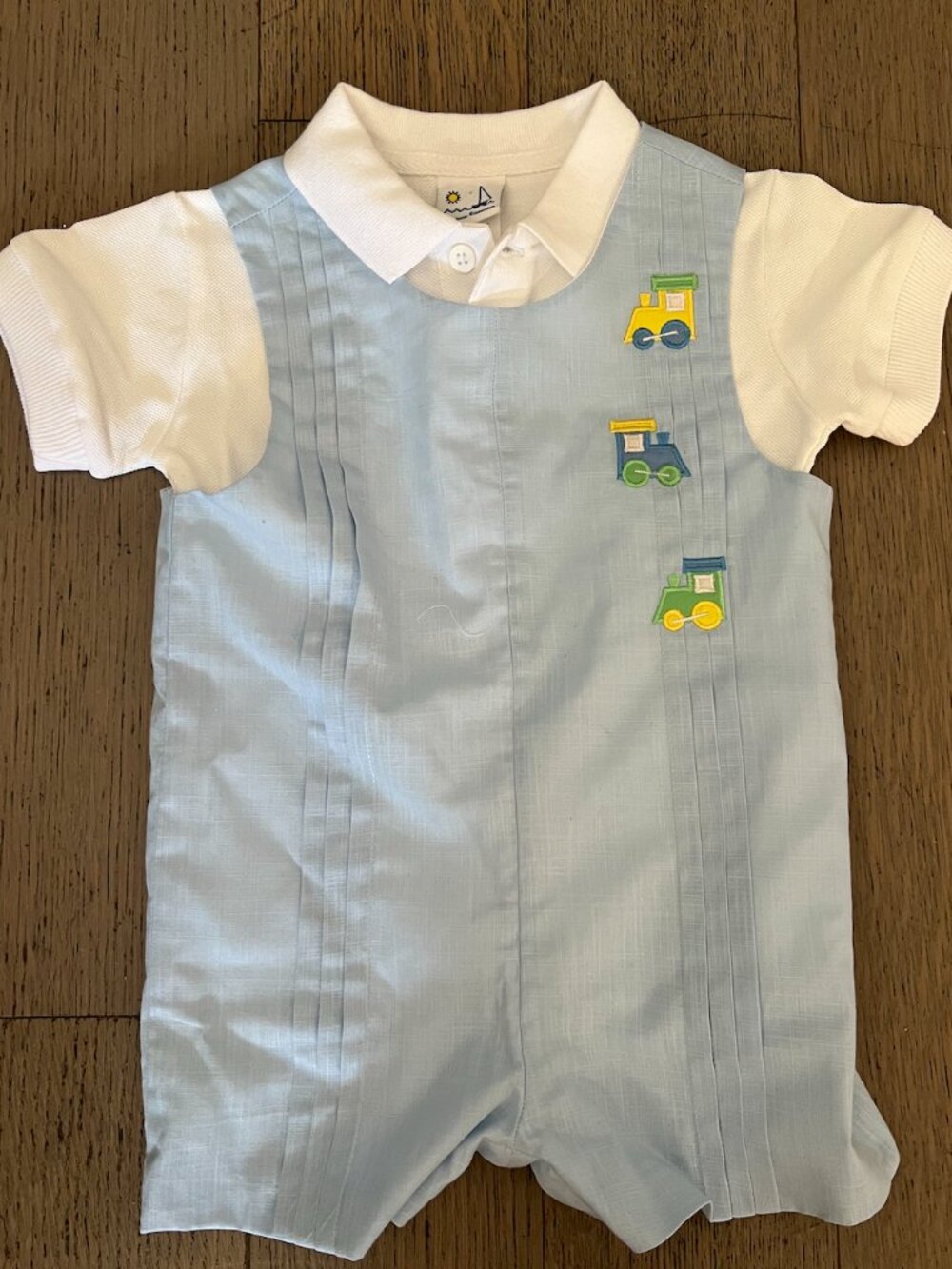 Florence Eiseman Kid's Linen-Look Shortall & Polo Shirt Set Size 6mo
